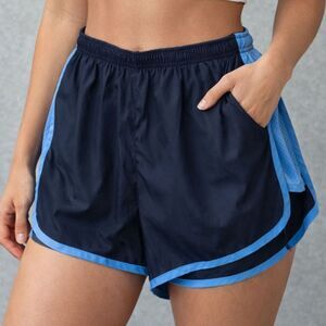 Kathy Ireland Navy Blue Running Shorts XL Mesh Trim Athletic Gym Y2K